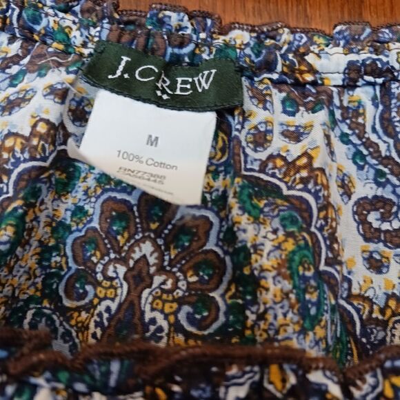 J CREW Paisley Peasant Cotton Short Sleeve Blouse - Picture 6 of 12